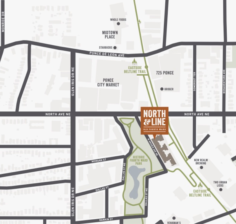 A map showing the location of north & line