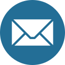 White envelope icon inside a blue circle.