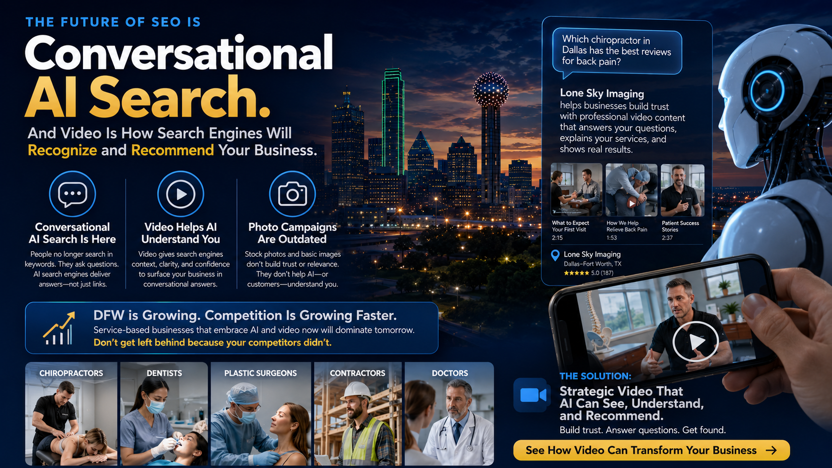 DFW doctors, dentists, chiropractors, plastic surgeons, and contractors using strategic video 