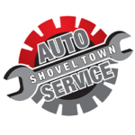 Auto Shovel Tow Service logo with red, black, and gray wrench design