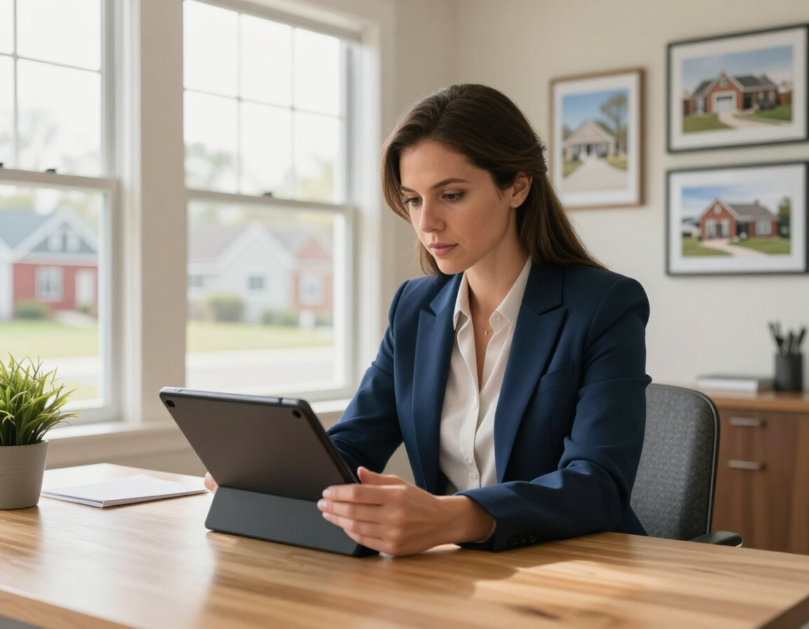 Property manager reviewing rental listings