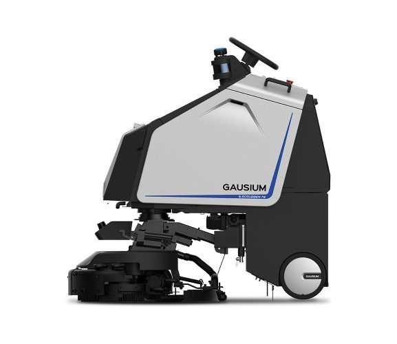 A white and black machine with the word gausium on it