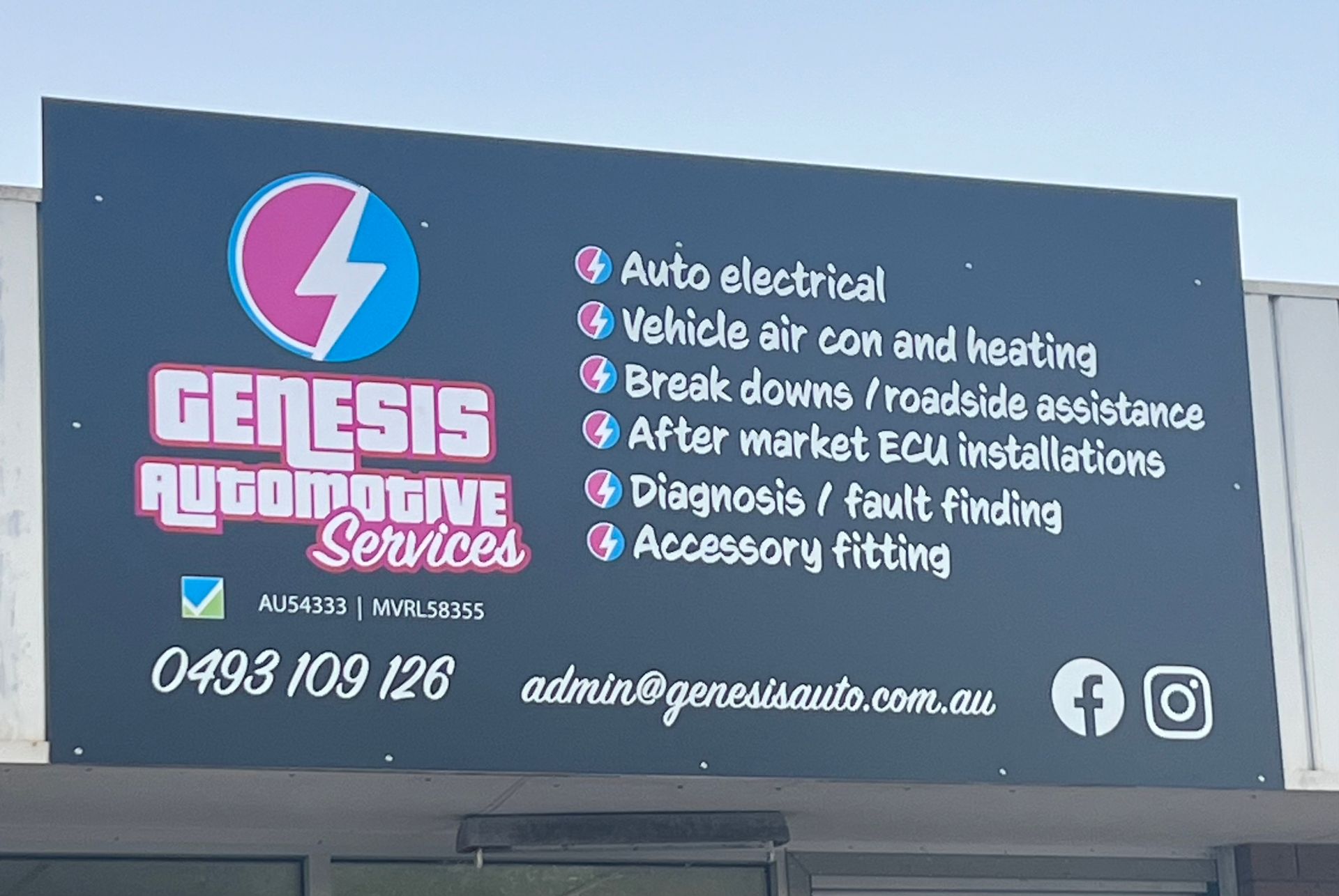 A Sign for Genesis Automotive Services — Genesis Automotive Services in Lavington, NSW