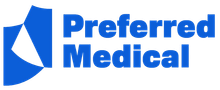 Preferred Medical logo featuring a blue abstract geometric emblem beside the words “Preferred Medical”