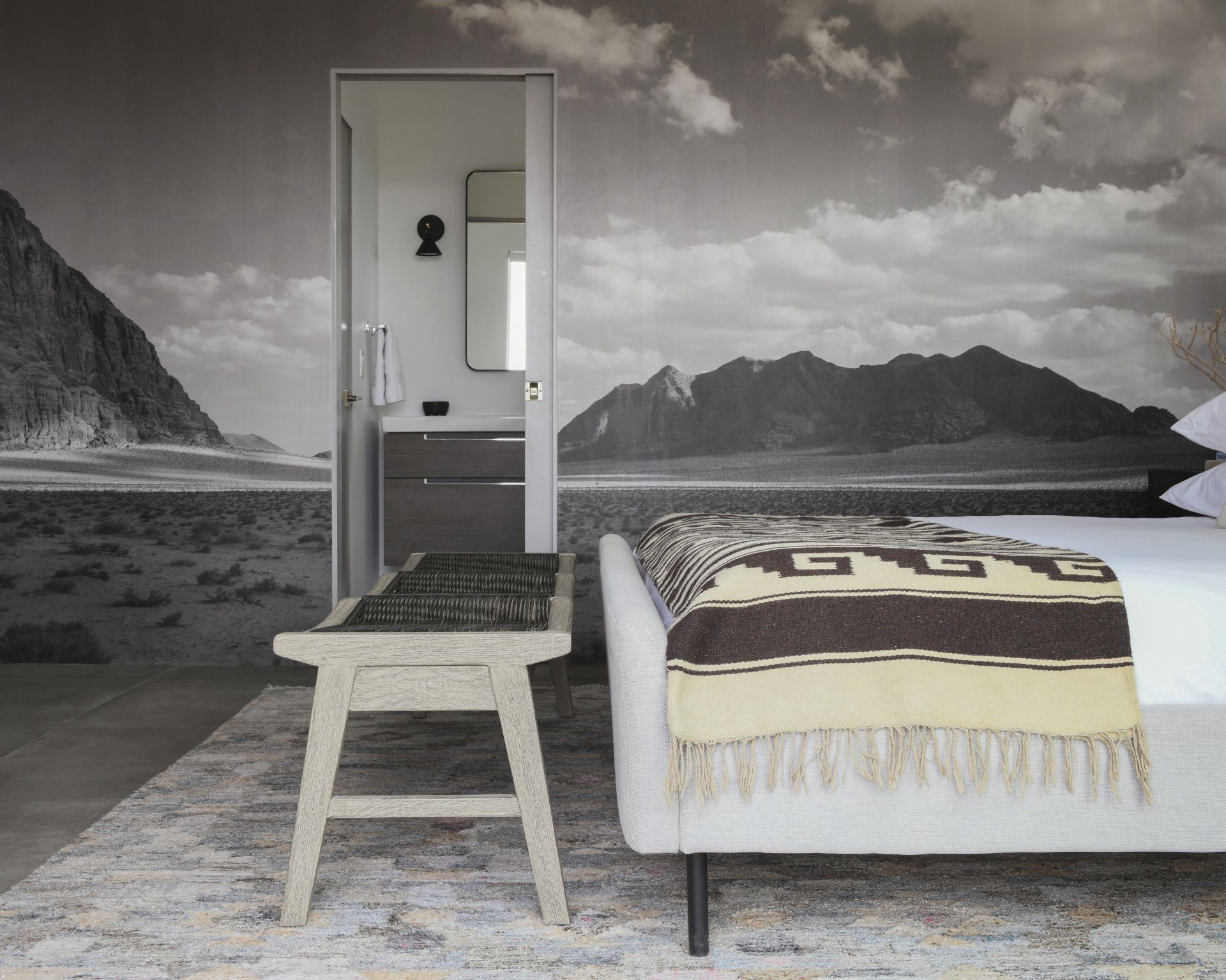 Bedroom in a Joshua Tree house designed by Dakota DesignWorks