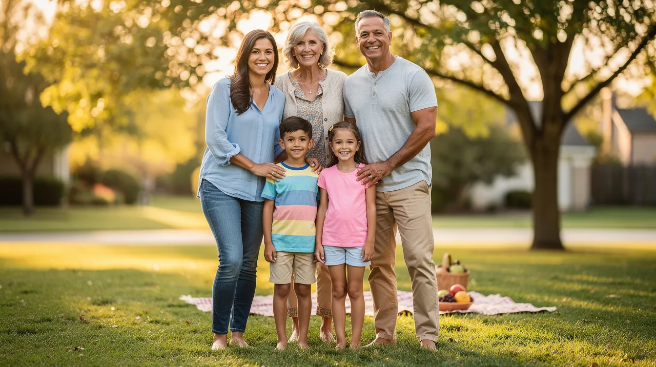 The image depicts a healthy family enjoying time together outdoors, radiating joy and vitality, symbolizing overall health and wellness. They represent the importance of essential nutrients and a balanced lifestyle, which can be enhanced through practices like IV vitamin therapy for optimal health.