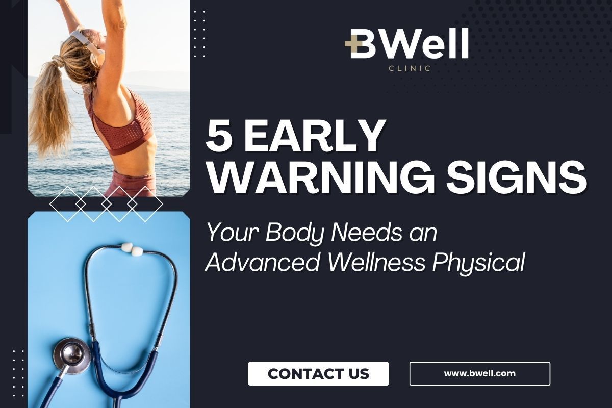Advertisement for BWell Clinic featuring health tips and a stethoscope.