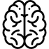 Brain icon, black outline, split down the middle.
