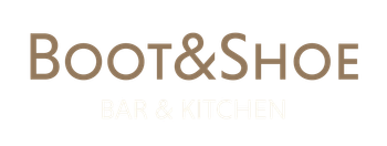 Boot & Shoe Bar & Kitchen logo in brown text.