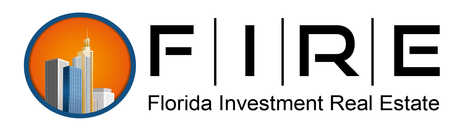 FIRE logo with orange-and-blue circular building icon and text “Florida Investment Real Estate”
