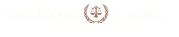 A logo for a law firm with a scale of justice and a laurel wreath.