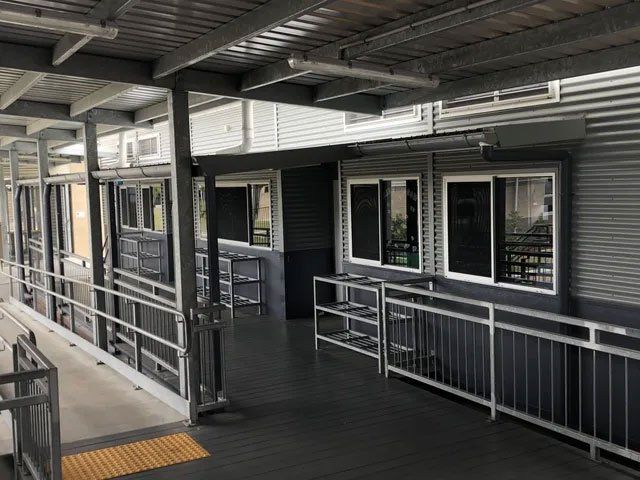 Image of stainless steel security screens on windows at Coomera Rivers State School