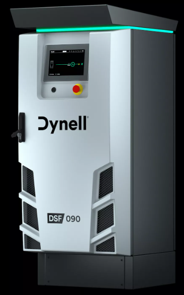 Une machine Dynell blanche sur fond noir