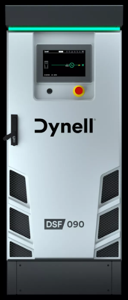 Une machine Dynell blanche sur fond noir