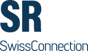 The logo for SR swissconnection is blue and white on a white background.