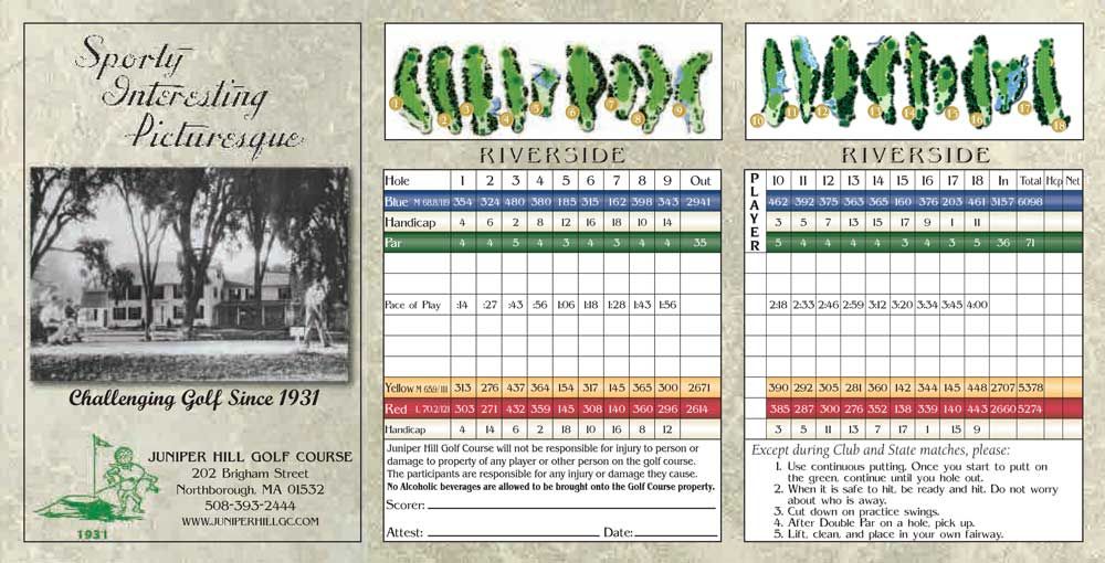 A brochure for a golf course called riverside