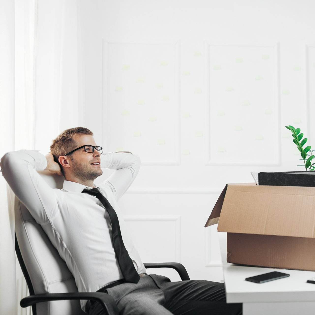 business man moving into a new office