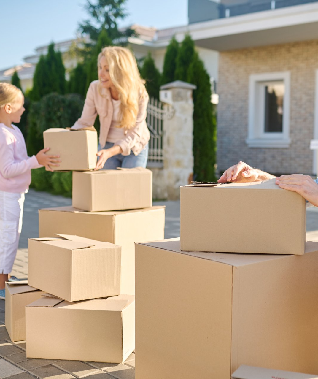 a family moving into their new house