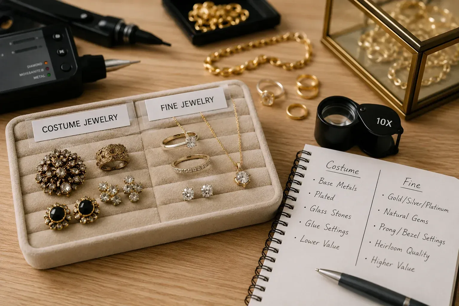 Costume jewelry vs fine jewelry: understanding the difference.