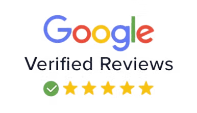 Google Verified Reviews logo with green checkmark and five gold stars
