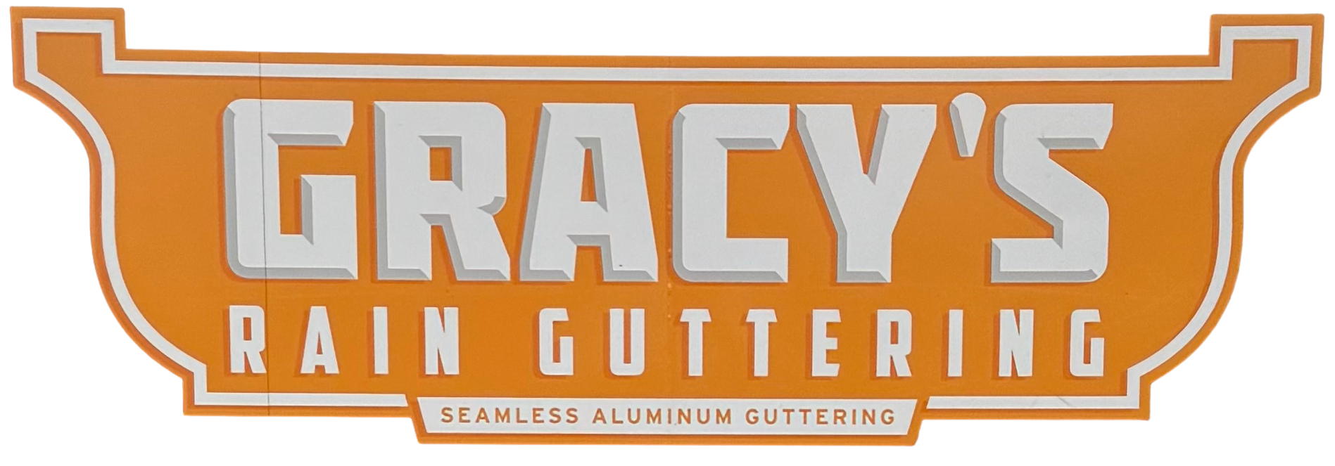 Gracy's Rain Guttering logo on a brown and white background, reads "Gracy's" above "Rain Guttering".
