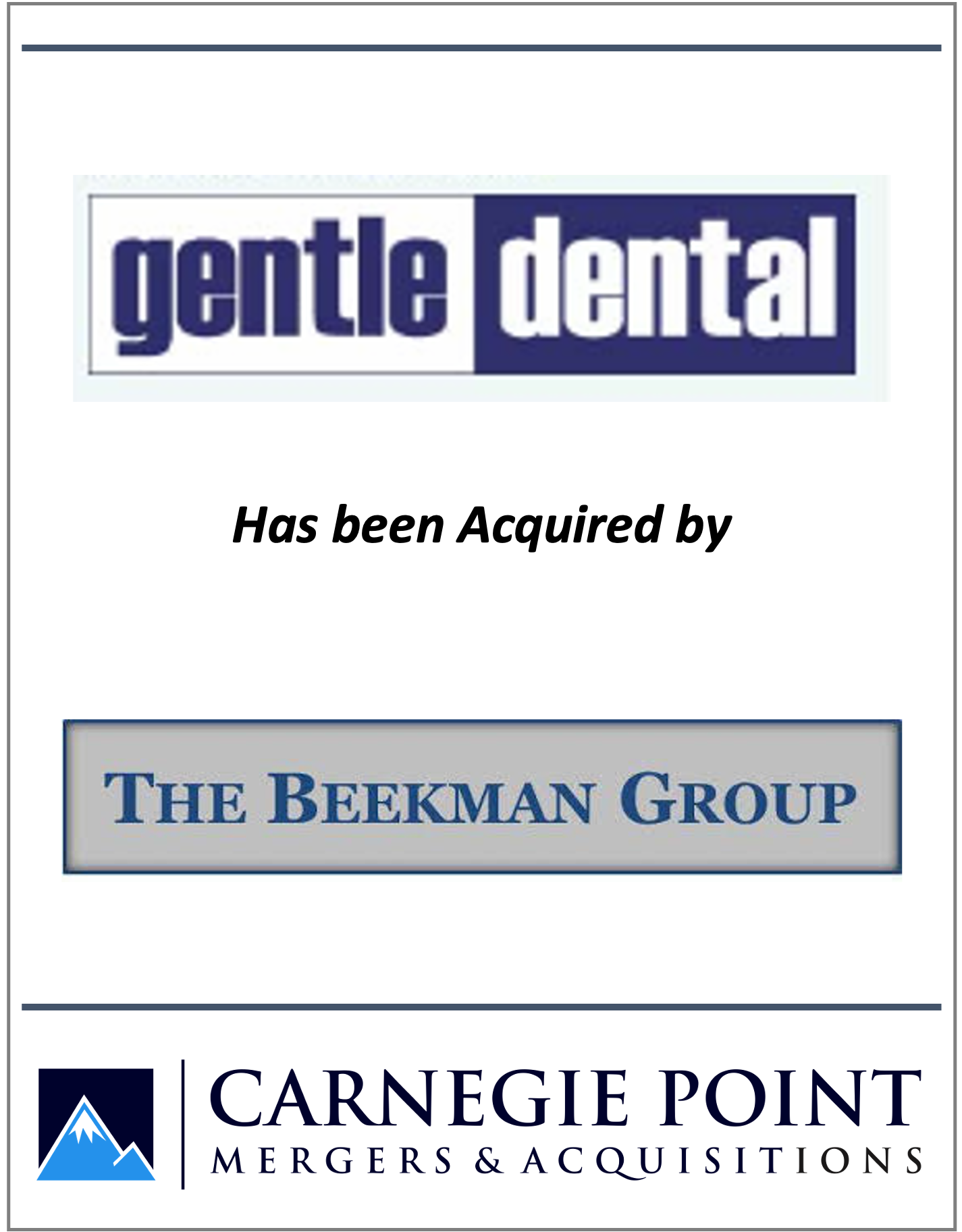 Gentle dental has been acquired by the beekman group