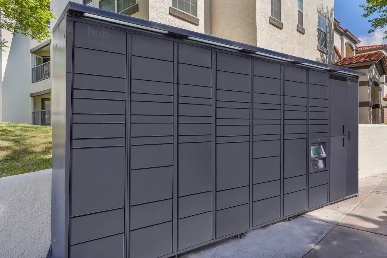 Hub by Amazon package lockers at La Ventana, offering apartments in Albuquerque, NM.