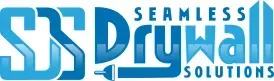 A blue logo for Seamless Drywall Solutions