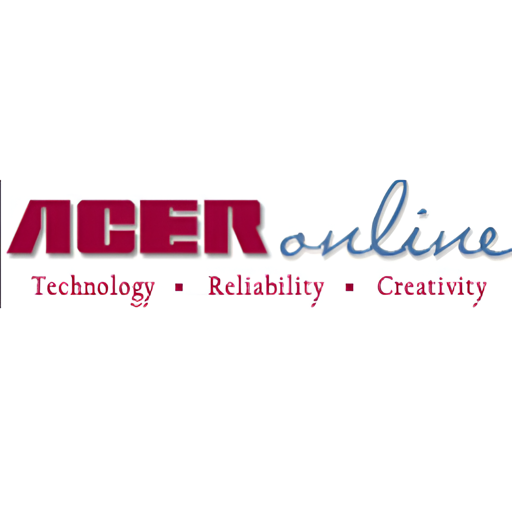 ACER online logo with red text and blue "online", followed by three values.