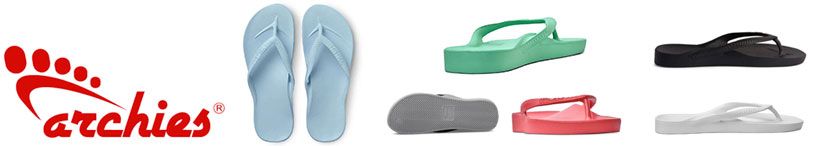 Archies Flip-flops Of Various Colors, Including Blue, Green, And Red — Integrate Health In Ooralea, QLD