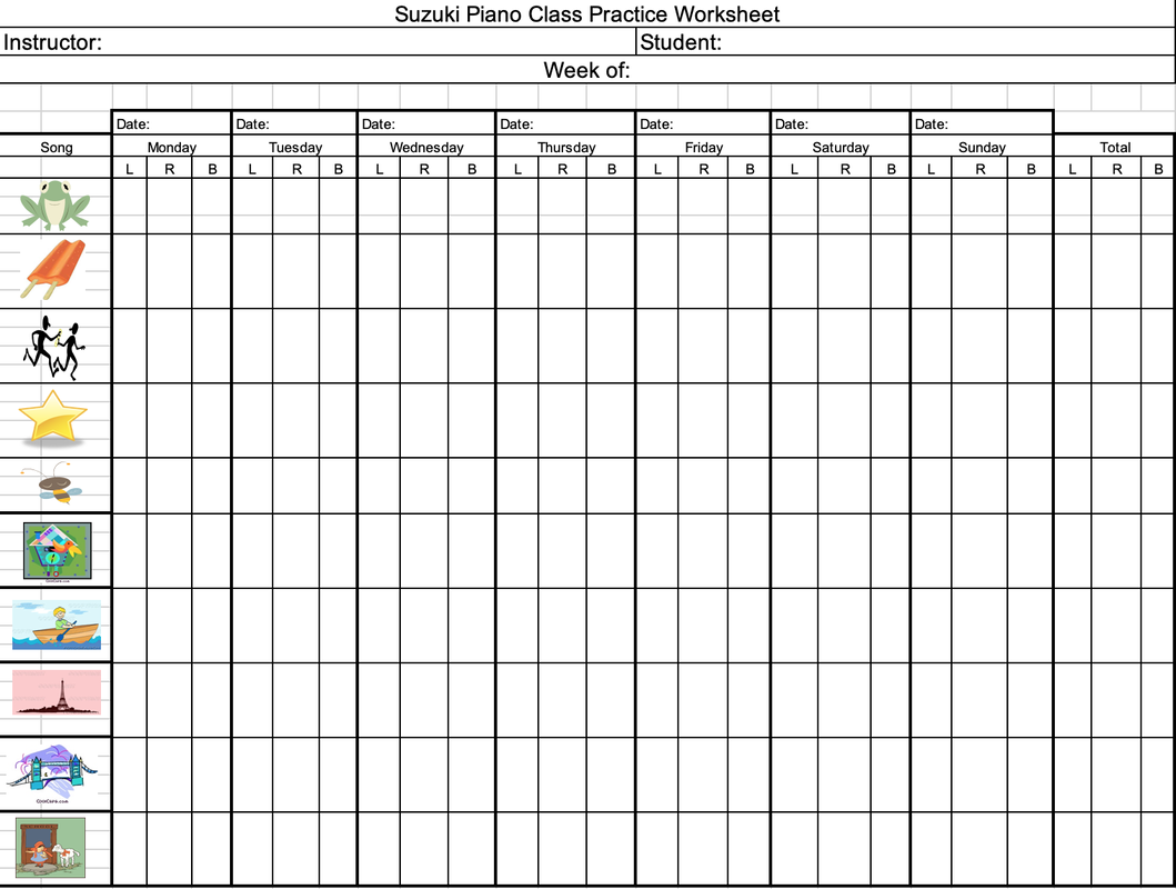 Blank classroom weather chart with icons for each day of the week and weather types.