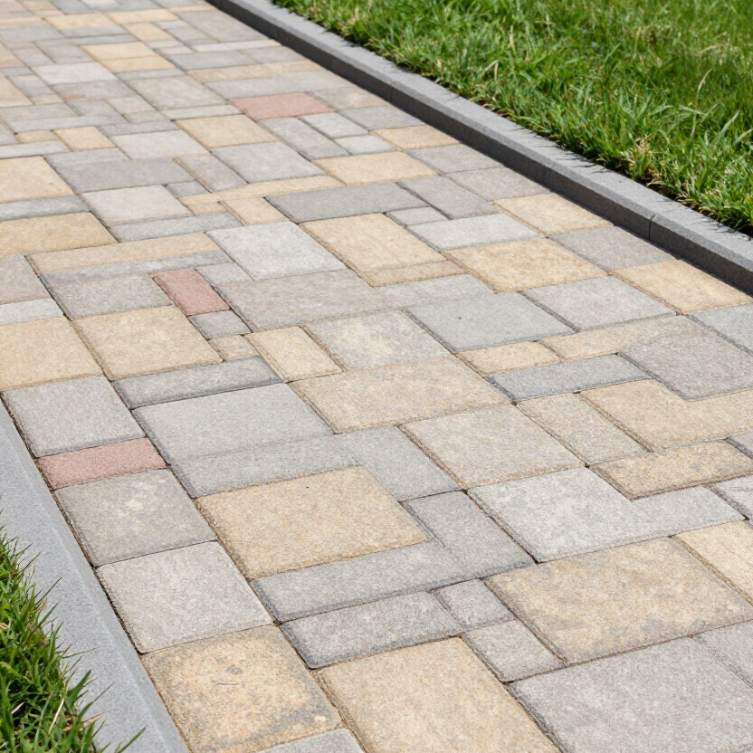 clean paved walkway beside trimmed green grass