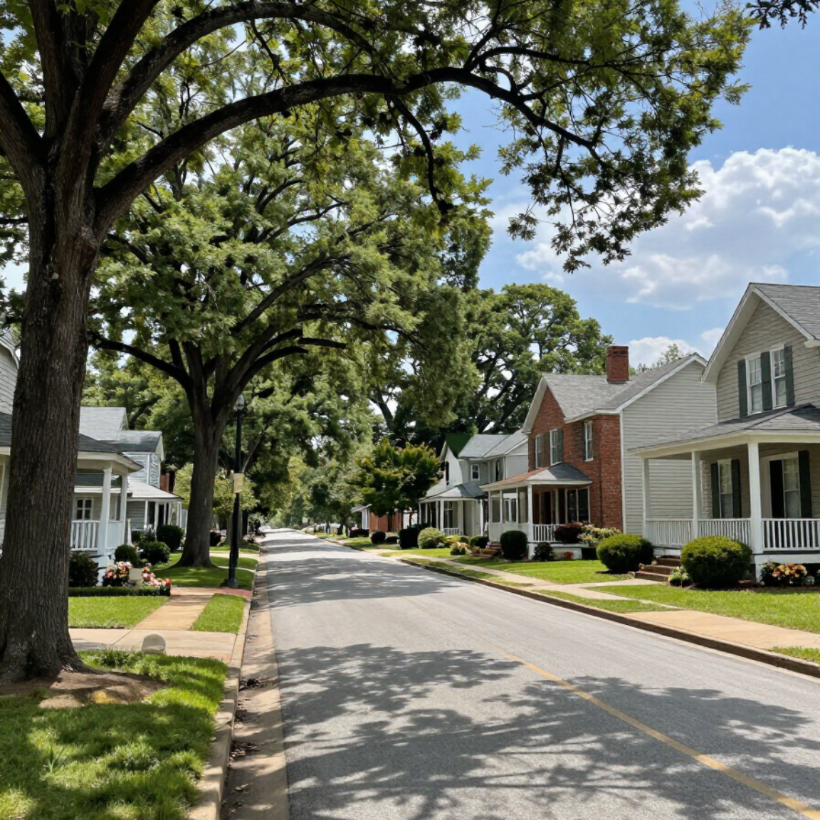 Well maintained tree with a clean trimmed canopy in a residential yard