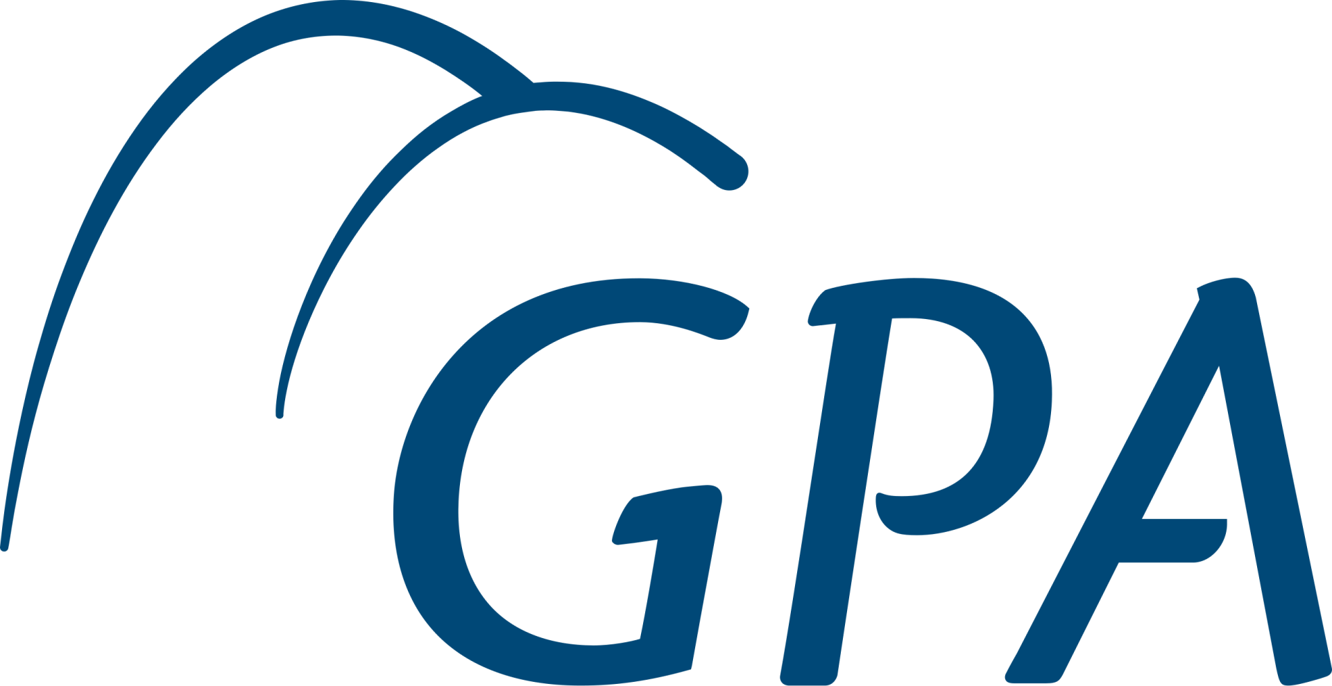 Um logotipo gpa azul em um fundo branco