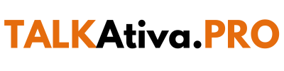O logotipo do talkativa pro é laranja e preto