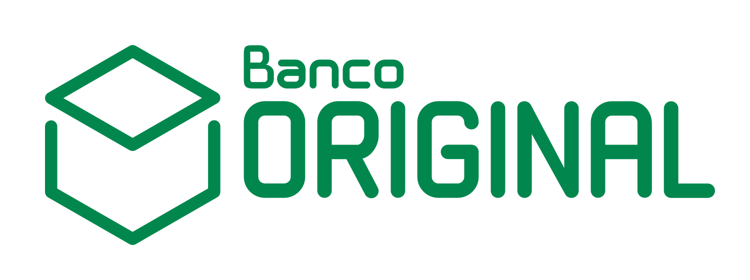 O logotipo do banco original é verde e branco.