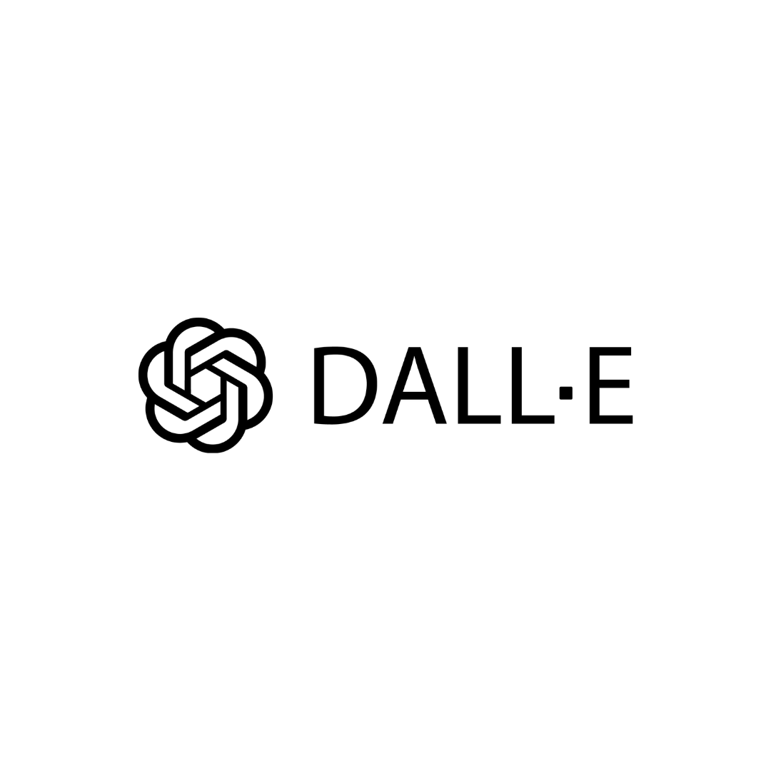 Um logotipo preto e branco para dall e com uma flor em um fundo branco.