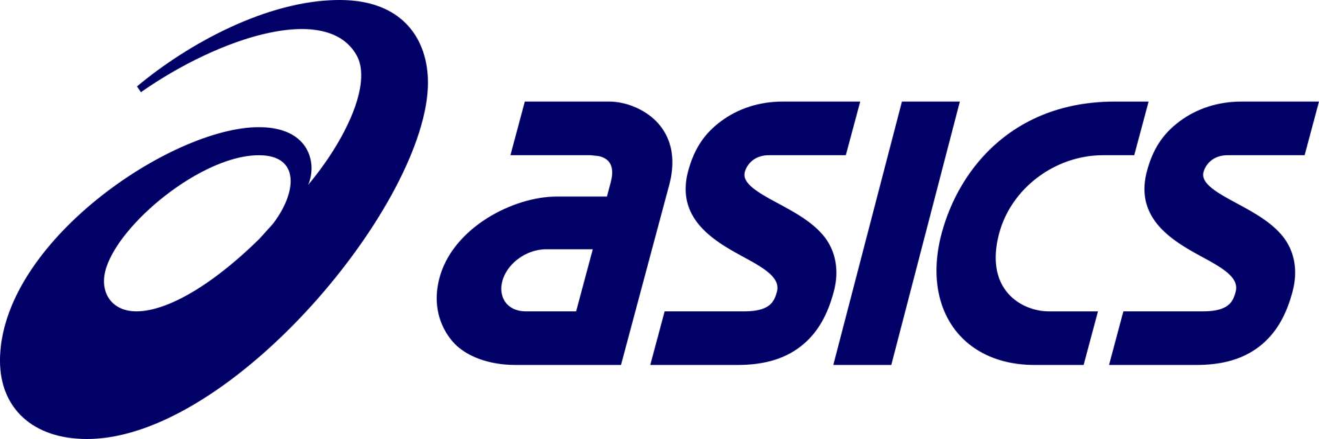 Um logotipo azul da asics em um fundo branco