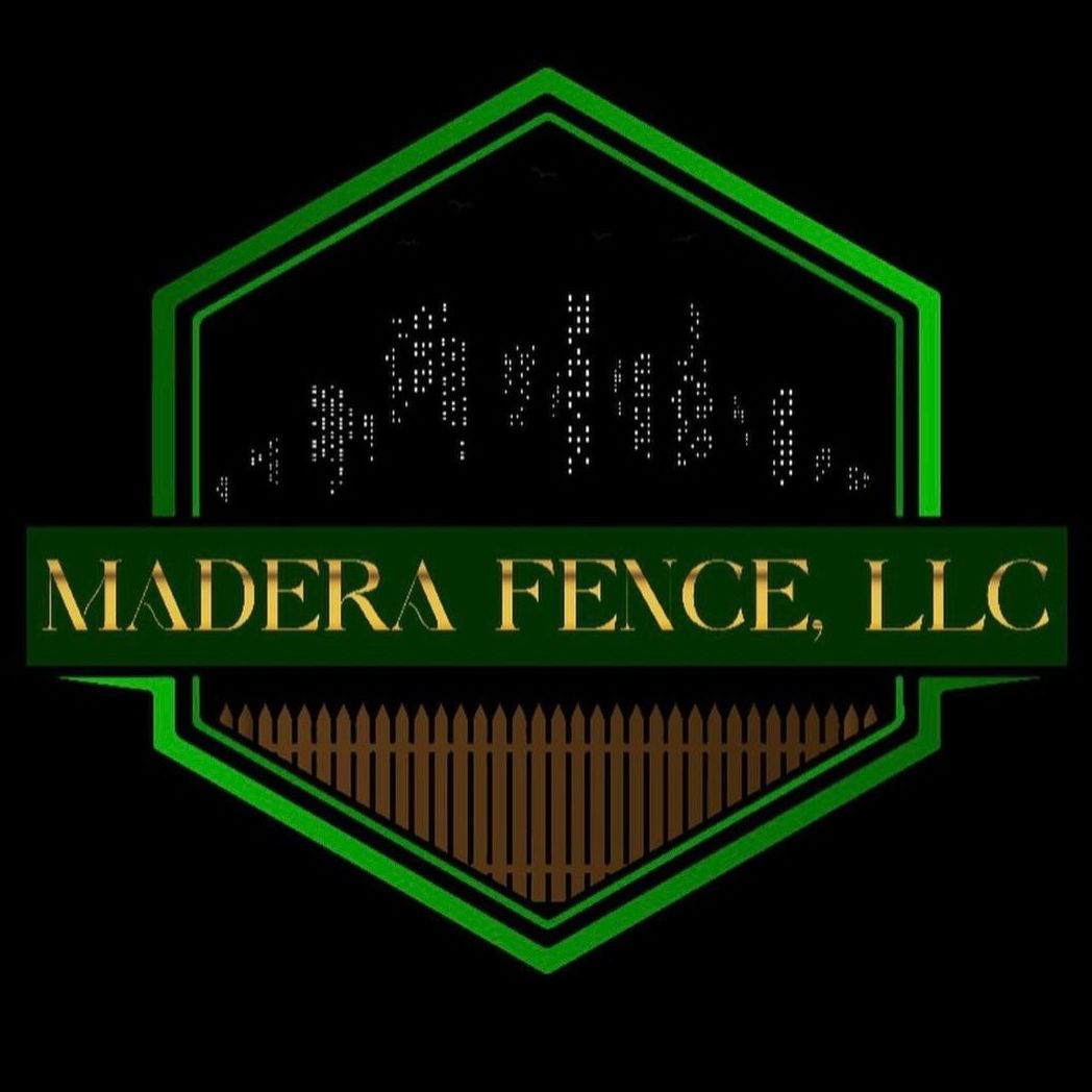 A logo for a company called madera fence llc