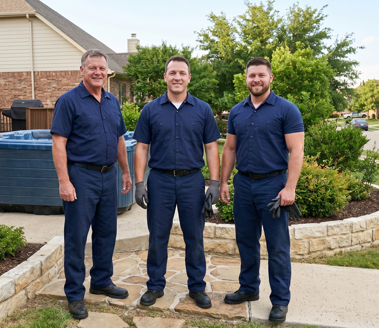 Residential hot tub removal crew protecting driveway during heavy lifting work
