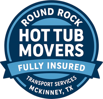 Professional hot tub movers lifting spa from residential backyard in Round Rock Texas