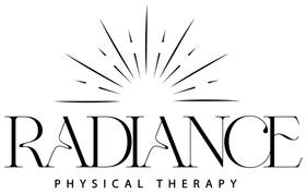 A black and white logo for radiance physical therapy.