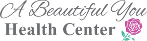 Logo of "A Beautiful You Health Center" with a rose graphic.