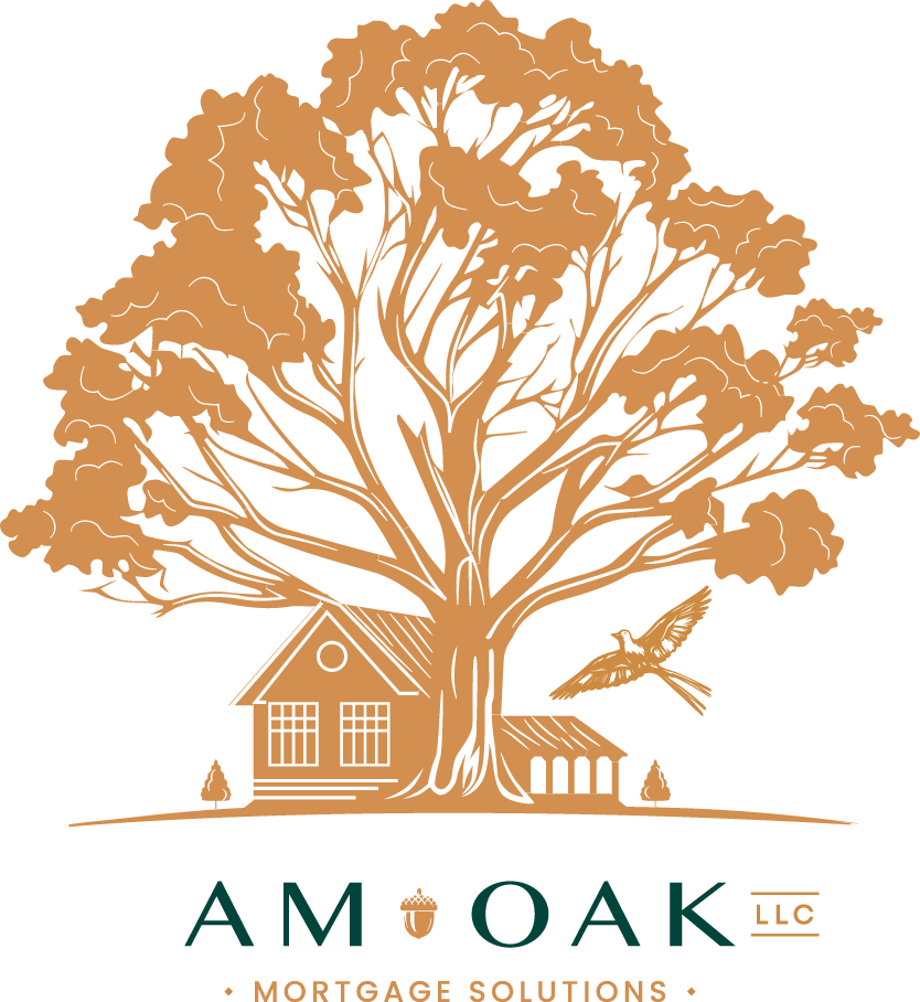 A logo for a company called am oak mortgage solutions