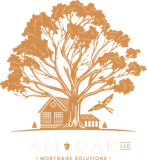 A logo for am oak mortgage solutions shows a house under an oak tree