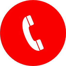 Weißes Telefonhörer-Symbol auf rotem, kreisförmigem Hintergrund