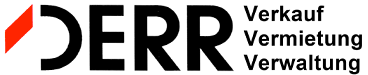 DERR logo with red and black mark and text “Verkauf Vermietung Verwaltung”