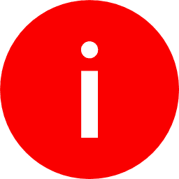 Weißes kleines „i“ auf einem roten Kreissymbol, das Informationen darstellt