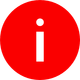 Weißes kleines „i“ auf einem roten Kreissymbol, das Informationen darstellt
