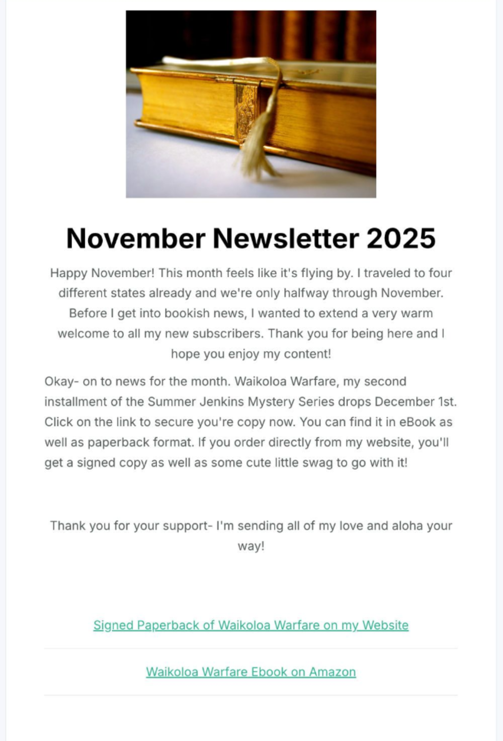 Newsletter with text and images: diver, bird of paradise flower.
